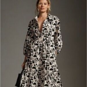 Anthropologie Chic Black and White Patterned Dress